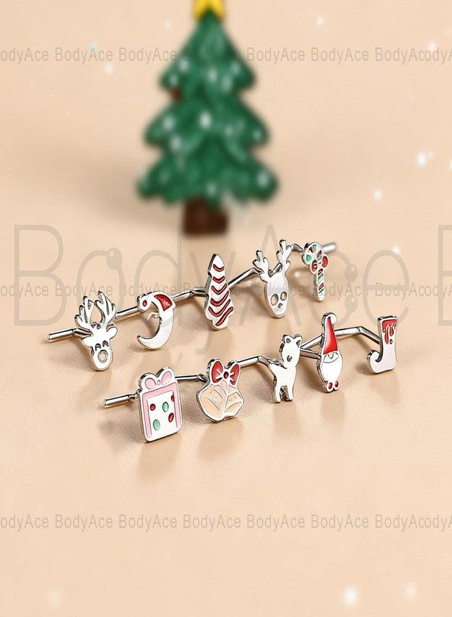BodyAce Christmas Nose Rings Studs 20g Nostril Stud for Women Nose Piercing Kit Stainless Steel Nostril Ring l Shaped Corkscrew Christmas Jewelry [Screw] - Image 5